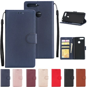 Case For Huawei Honor 8 9 10 20 Lite 10i 20i Plain Wallet Flip Stand Phone Cover - Picture 1 of 16