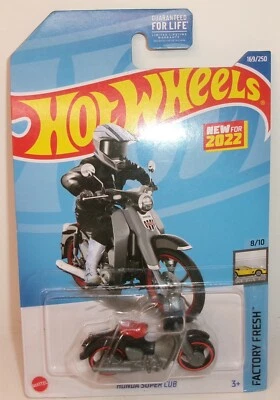 2022 HOT WHEELS HW FACTORY FRESH 8/10 BLACK GRAY HONDA SUPER CUB MOTORCYCLE - Image 1 of 4