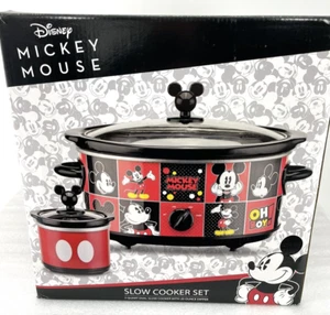 Olla de cocción lenta ovalada Disney de 5 cuartos de galón + cucharón de 20 OZ DCM-502 Mickey Mouse roja - Imagen 1 de 11