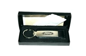 Metal Leather Car Keyring Keychain Ring Key Fob Official Ford Gift New - Picture 1 of 4