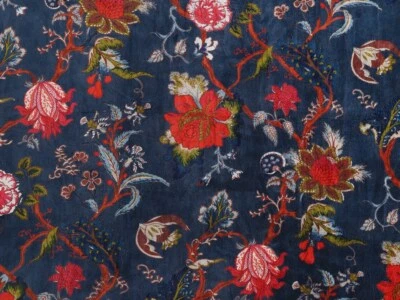 Luxury Soft Velvet Floral Print Fabric Indian Dress Sewing Upholstery Fabric - Image 1 of 3