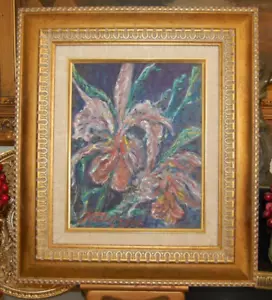 FRAMED ORIGINAL OIL FLOWERS "ORCHIDS" STILL LIFE ARTIST SIGNED: HECTO VIDAL - Picture 1 of 19
