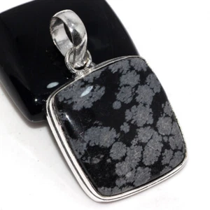 Snowflake Obsidian 925 Silver Plated Gemstone Pendant 1.6" Exquisite Gift AU e89 - Picture 1 of 3