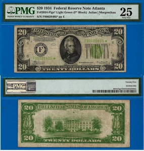 1934 20 $ Federal Reserve Schein PMG 25 13 bekannt Atlanta Star Fr 2054-Flgs* - Bild 1 von 4