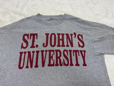 St.John’s University Shirt Mens Gray Medium Spell Out Tee Jansport Vintage - Image 1 of 4