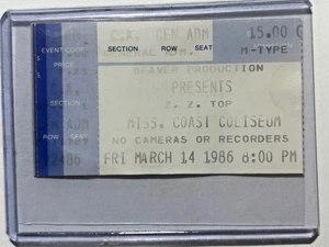 ORIGINAL USED CONCERT TICKET ZZ TOP MARCH 14TH 1986 FADED - Picture 1 of 2