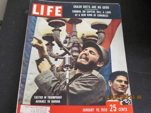 LIFE MAGAZINE 1959 JANUARY 19 CASTRO IN TRIUMPH IN ADVANCE TO HAVANA - Picture 1 of 1