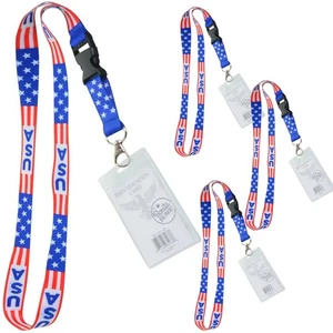 4 Stück USA Flagge Ausweis Namensschild Halter Plastikkarten Etui Schlüsselband Schutz Patriotisch - Bild 1 von 1