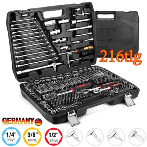 Steckschlüsselsatz 216tlg. Knarrenkasten 1/4 1/2 3/8 Zoll Nüsse Werkzeugset Bits - Bild 1 von 23