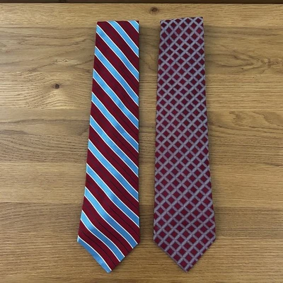 Vintage 100% Silk Tommy Hilfiger Blue & Red Ties neckties Preppy Holiday Formal - Image 1 of 4