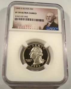 1995-S 25c SILVER NGC PF70UCAM WASHINGTON QUARTER PROOF ULTRA CAMEO PR 70 DC - Picture 1 of 4