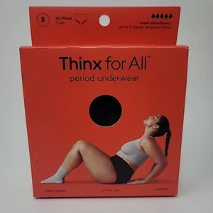 Ropa interior de período Thinx para todas las mujeres cintura alta súper absorbente pequeña negra - Imagen 1 de 2