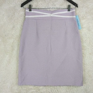 NWT Antonio Melani Fully Lined Polka Dot Textured Pencil Skirt Lavender & White - Picture 1 of 9