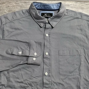 Camisa Johnston Murphy XC Flex Talla L Azul Geométrica Abotonada Puño Abatible - Imagen 1 de 8