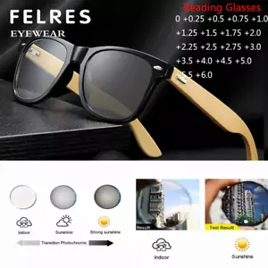 Gafas de lectura fotocromáticas cuadradas unisex de madera de bambú para templo de madera - Imagen 1 de 16