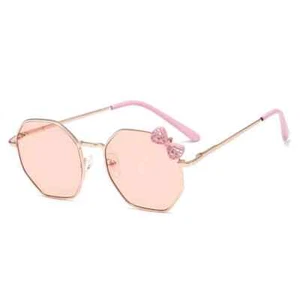 Polygon Sunglasses UV400 for Kids Boys Girls Metal Bow Frame Outdoor Eyewear - Picture 1 of 11