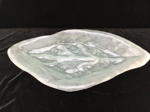 Annieglass 18"x9" Blatt Servierplatte mit Distressed Goldrand 1992 signiert - Bild 1 von 12