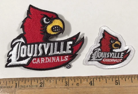 Lot Of 2 University Louisville Cardinals Iron On Patch NCAA Football Mascot Logo Cover