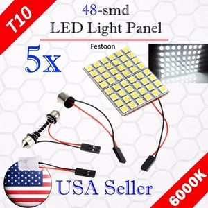 5 X Coche Festoon T10 BA9S Blanco LED 48SMD Panel Interior Cúpula Mapa Bombilla Lámpara - Imagen 1 de 5
