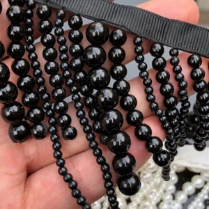 Pearl Trimming Fringe Edging Beaded Tassel Ribbon Sewing Retro DIY 90x5cm - Picture 1 of 14