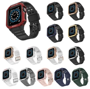 40/44/41/45mm TPU Sport Band Strap + Case for Apple Watch Series 9 8 7 6 5 4 SE - Picture 1 of 35