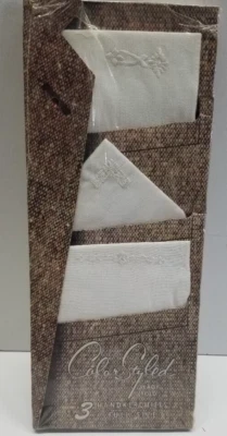 Vintage Fine-Tex Color Styled Ready Fold Handkerchiefs Cotton New 3 in PKG - Image 1 of 3