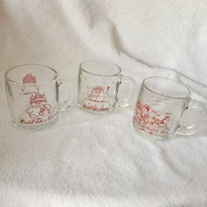 3 Vintage Marshall Field’s Santabear Glass Christmas Mug- 1986, 1988, 1990 - Picture 1 of 7