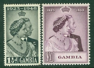 SG 164/5. Juego de boda de plata 1948 de Gambia. Fino desmontado como nuevo CAT £21 - Imagen 1 de 1