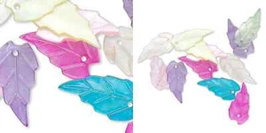 12 Carved Hammer Shell 20x11mm Leaf Top Drilled Charm Drop Mix * - Picture 1 of 3