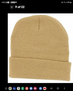 Beige Beanie Plain Cuffed Cuff Solid Knit Winter Cap Hat Ski Men Woman  - Picture 1 of 1