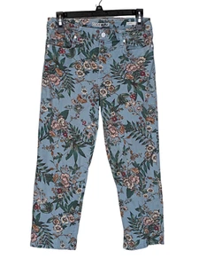 Women's Code Bleu Jeans Sz 10P Petite Capri Floral Medium Blue Denim - Picture 1 of 2