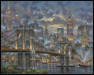 Gráfico de artesanía con agujas hágalo usted mismo - patrones de punto de cruz contados - puente de Brooklyn - Imagen 1 de 2