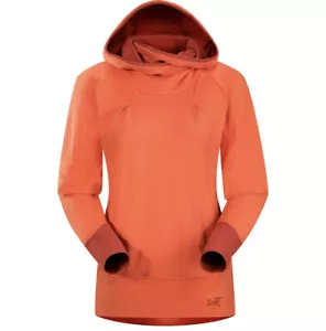 ARCTERYX DETENTE HOODY ESPANDA COTTON TERRY KNIT WOMENS SMALL FIREBURST RRP £130 - Picture 1 of 4