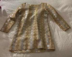 1960s vintage raffia silver gold tunic small, diamond pattern - Picture 1 of 5