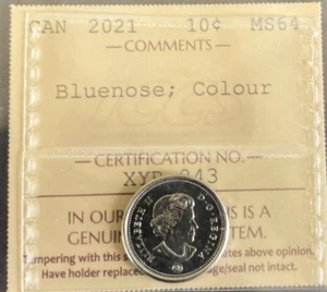 Canada - 10 Cents - 2021 - Bluenose ; Colour - ICCS Certified - MS-64 - Picture 1 of 3