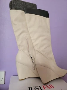 Nine West Cream/beige Wedge heel Boots Size 7 (US 9w) - Picture 1 of 5