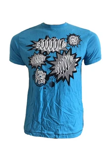 VINTAGE Y2K BLUE COTTON GRAPHIC COMIC POP ART PRINT SHORT SLEEVE TEE XL NEW - Picture 1 of 5