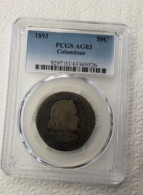 1893 Columbian Exposition Half Dollar 50c PCGS AG3  - Image 1 of 2