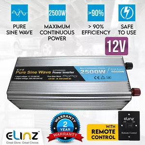 Elinz Pure Sine Wave Power Inverter 2500W/5000W 12V-240V Remote Control - Picture 1 of 10