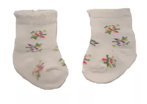 Calcetines florales rosados y púrpuras se adaptan a muñecas chicas americanas de 18 pulgadas - Imagen 1 de 1