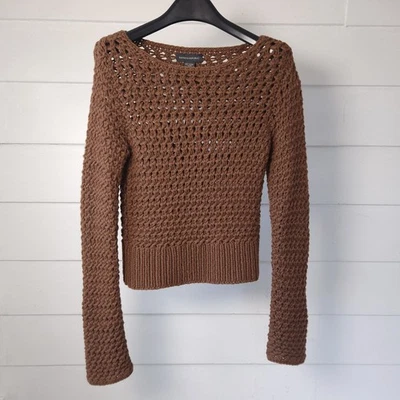 Bannana Republic Dark Brown Womens Open-Knit Wool Blend Sweater  X-Small - Image 1 of 4