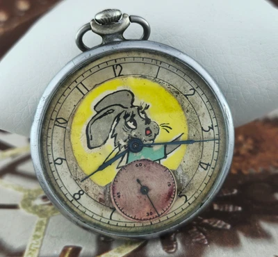 Vintage Pocket Watch USSR MOLNIJA ,,Bunny" 3601 RARE SOVIET Watch 1950 year - Image 1 of 4