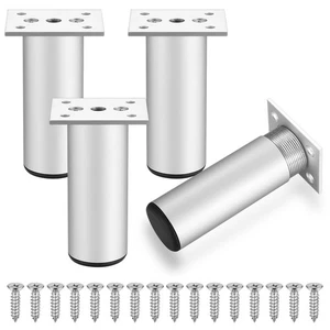 4 Pz Piedini per Mobili, 10 cm Gambe per in Metallo Alluminio, Gambe per Tavolo  - Foto 1 di 7