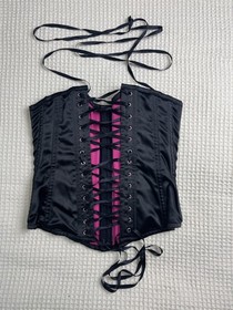 Ann Summers Corset Suspender Basque Womens Size Uk 10/ Eu 36  Hot Pink & Black