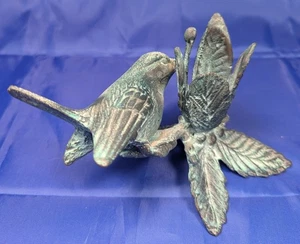 Wren Candlestick Andrea by Sadek Cast Metal Brass Bronze Verdigris Vintage - Picture 1 of 5