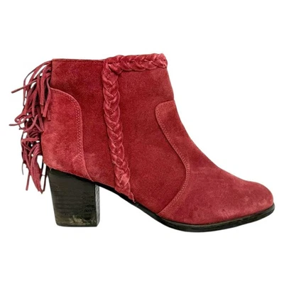 Botines occidentales Coconuts by Matisse talla 9,5 Lucinda de gamuza roja con flecos para mujer Foto 1 de 4