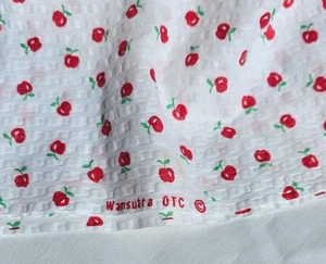 Vtg Wamsutta OTC Seersucker Fabric White Red Cherries Small Print 2 Yds x 45" - Picture 1 of 1