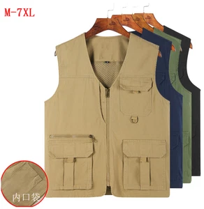 Men Fishing Vest Multi-Pockets Photography Travel Hiking Waistcoat Cotton Jacket - Picture 1 of 24