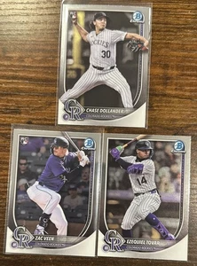 2025 Bowman Chrome Colorado Rockies Base Team Set 3 Karten Chase Dollander RC - Bild 1 von 4