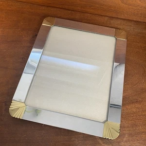 Vintage METAL GOLD AND SILVER Tone Holds 8 X 10" PICTURE FRAME Stand - Picture 1 of 8